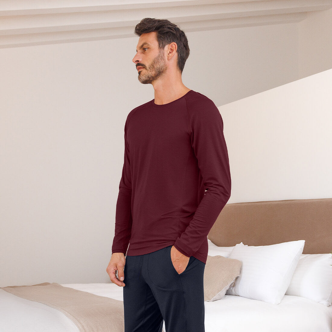 Funktionelle Pyjamas Herren || Deep burgundy