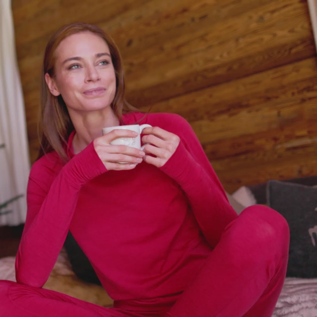Merino Pyjamas Damen || Winter Cherry