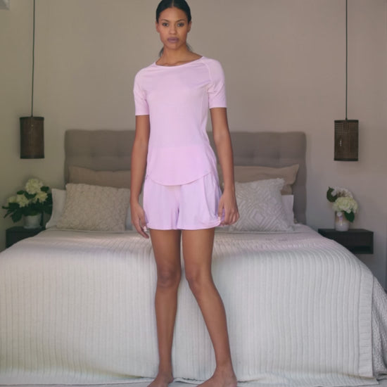 Schlaf T-shirt Damen || Pink blush