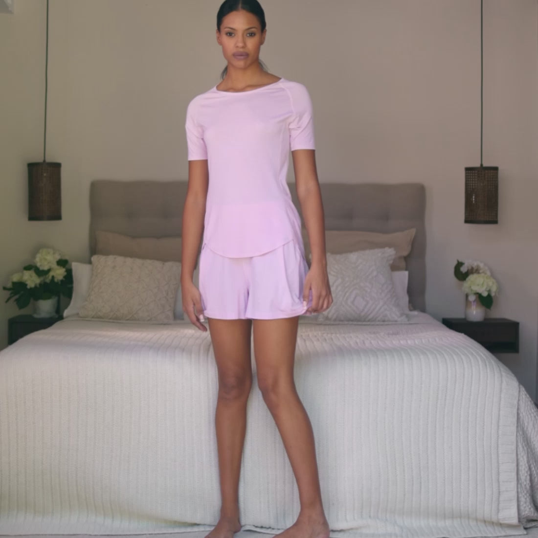 Schlaf T-shirt Damen || Pink blush