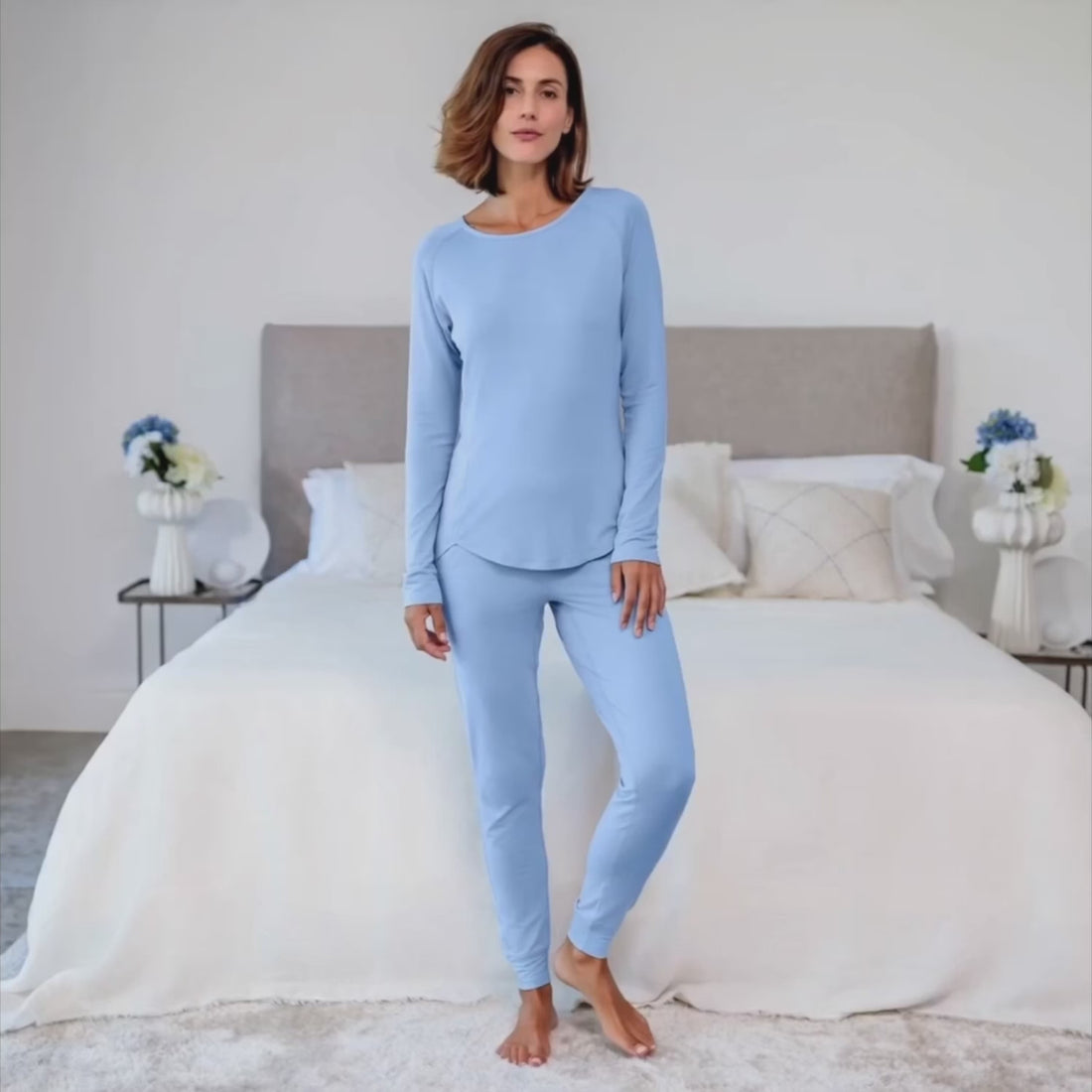 Langarmshirt Damen || Pale blue
