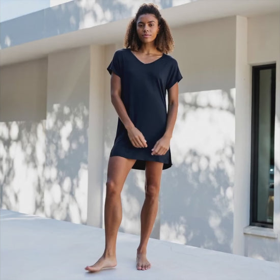 Kühlendes Nachthemd Damen || Navy blue