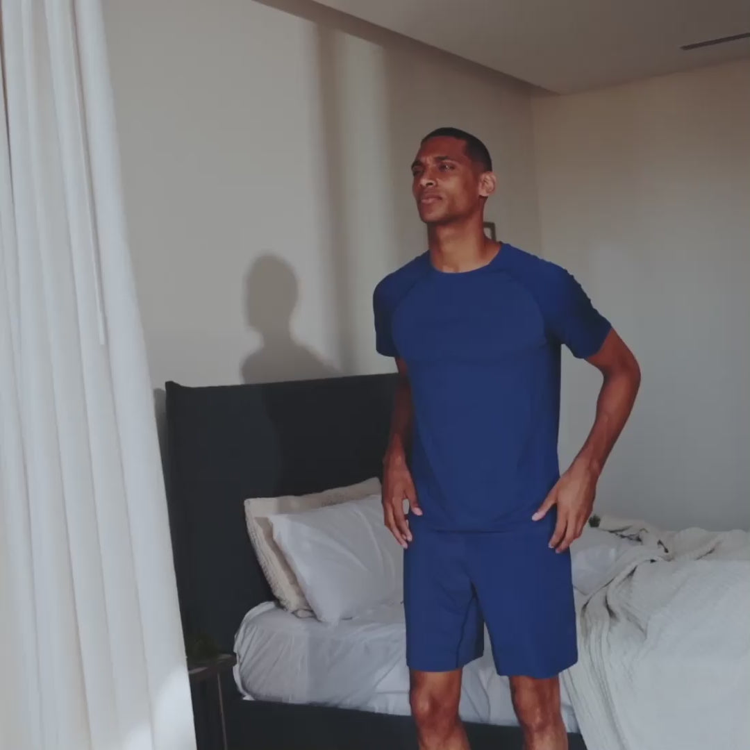 Sommer Pyjama herren || Azure blue