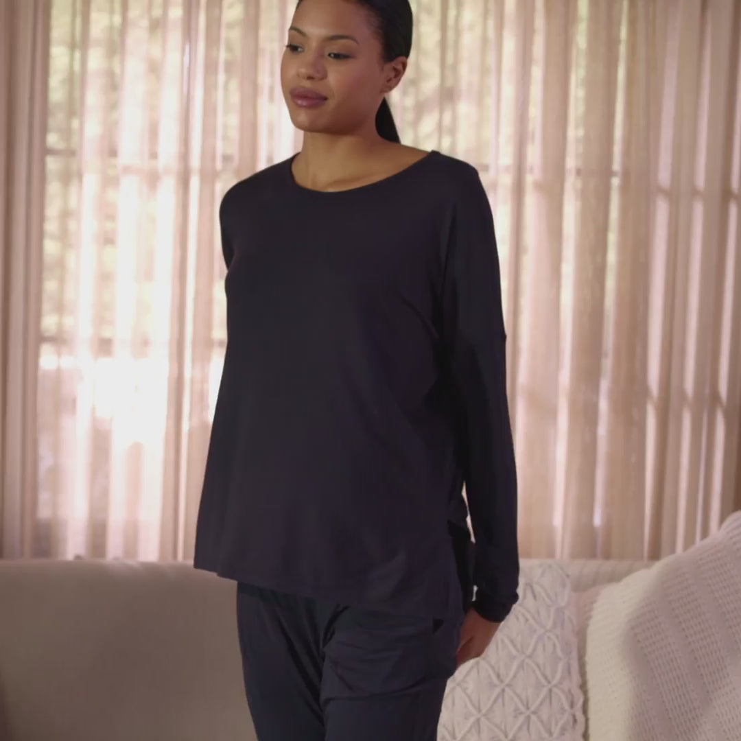 Atmungsaktives Pyjama-Top für Damen || Black