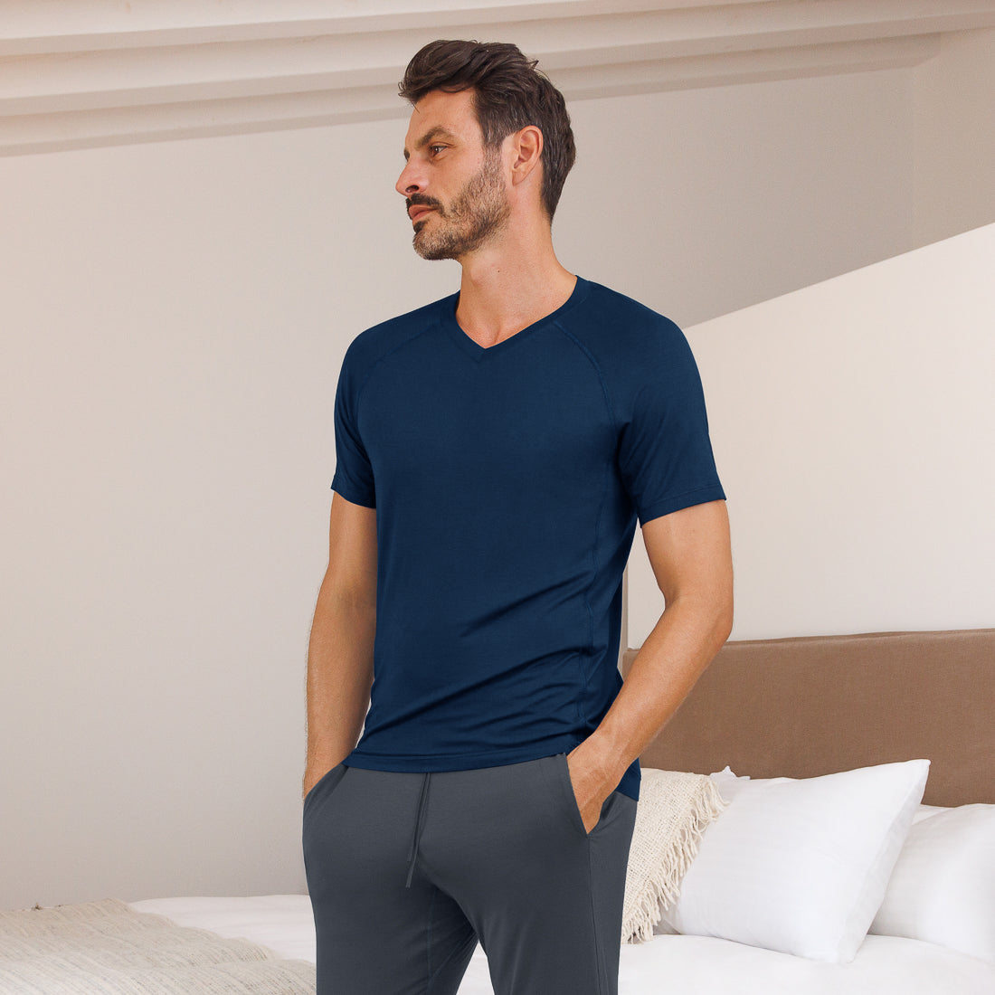 Atmungsaktives Pyjama-Top für Herren || Midnight blue